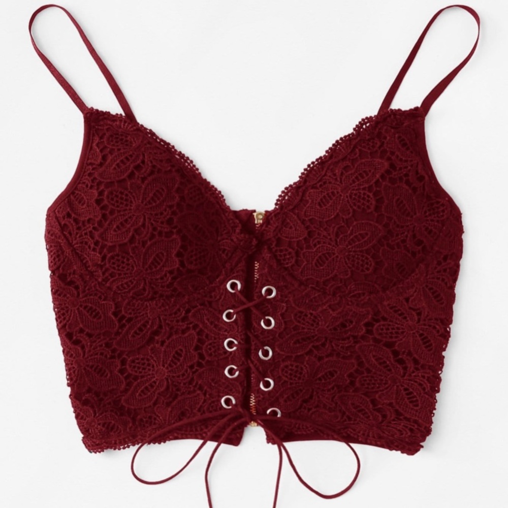 Lace up Zipper back top